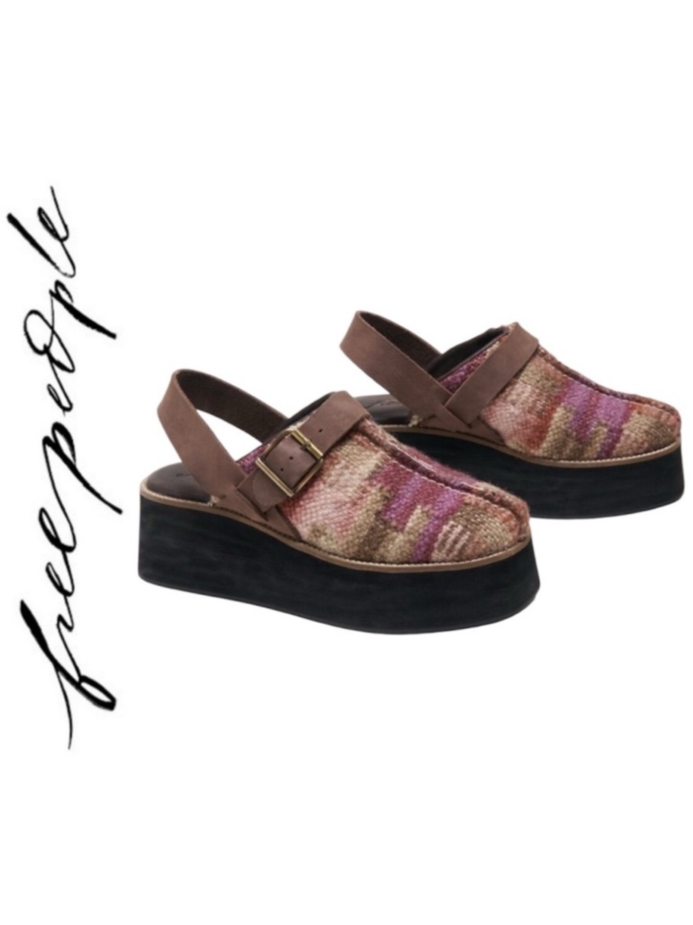 NIB Free People Astrid Platform Mules Size 9